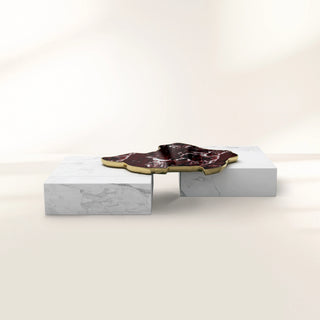Luxury Black & White Coffee Table with Sculptural Design & High Gloss Finish