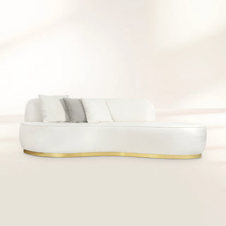 Luxury Swan Lake Inspired Sofa with Sculptural Brass Frame & Asymmetric Design