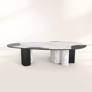 Ophelia Oval Carrara Marble & Gold Dining Table