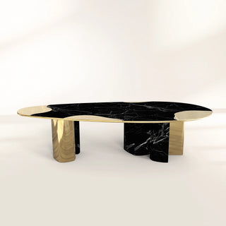Ophelia Oval Carrara Marble & Gold Dining Table