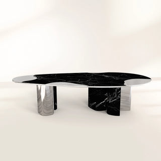Ophelia Oval Carrara Marble & Gold Dining Table