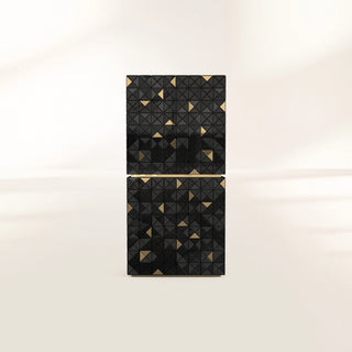 Luxury Walnut Curio Cabinet with Pixel-Inspired Design & Hidden Storage