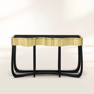 Sinuous Consoles Patina Brass Wave Entryways Cabinet Table