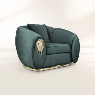 Luxury Sculptural Armchair with Polished Brass Accents & Vintage Contemporary Design