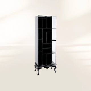 Luxury Tall Bookcase with Smoked Glass Shelves & Modern Display Storage