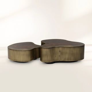 Luxury Hammered Brass Coffee Table with Wave Sculptural Design & Artisan Craftsmanship