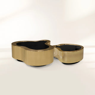 Luxury Hammered Brass Coffee Table with Wave Sculptural Design & Artisan Craftsmanship