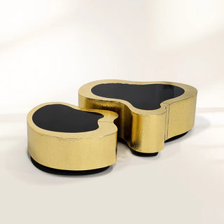 Luxury Hammered Brass Coffee Table with Wave Sculptural Design & Artisan Craftsmanship