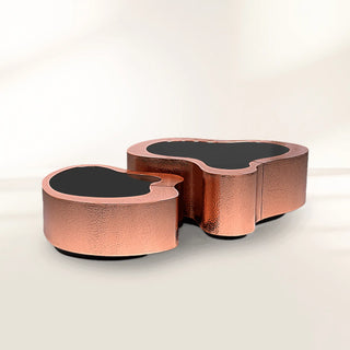 Luxury Hammered Brass Coffee Table with Wave Sculptural Design & Artisan Craftsmanship