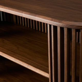 Paige Low Reeded Wood Storage Cabinet