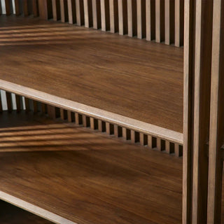 Paige Low Reeded Wood Storage Cabinet
