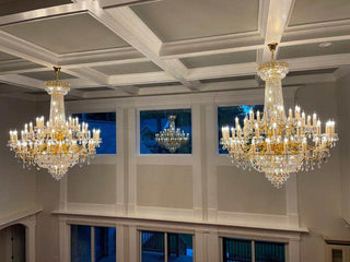 59X69 Inch Large Gold Chandelier Elegant Crystal Chandelier Foyer Lighting