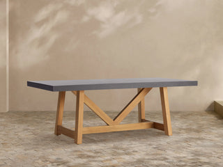 Outdoor Rectangular Dining Table with French Beam Base – Modern Patio Table