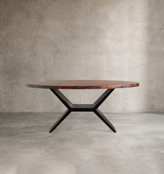 Vertex Reclaimed Metal Dining Table with Iron Base | Modern Industrial Dining Room Table
