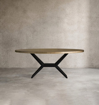 Vertex Reclaimed Metal Dining Table with Iron Base | Modern Industrial Dining Room Table