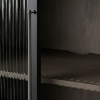 Rowan Modular Tall Display Cabinet: Reeded Glass Doors Living Room & Study Storage & Decor Display Cabinet