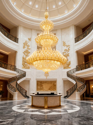 Extra Large Crystal Chandelier Lighting for Hotel Hall 138"W 236"H