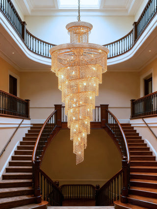 Chrome Color Tall Spiral Crystal Chandelier for Stairwell 36'' W 86'' H