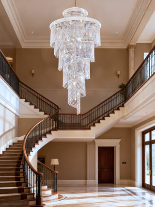 Chrome Color Big Spiral Chandelier for Staircase 48'' W 96'' H