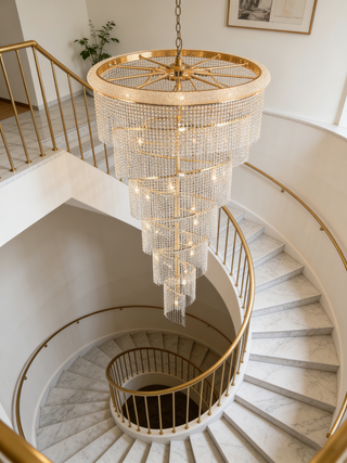 Spiral Chandelier Crystal Lighting in Golden 48'' W 72'' H