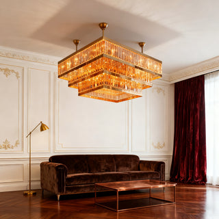 39X51 Inch Rectangle Flush Mounted Modern Gold Chandelier for Dining Room