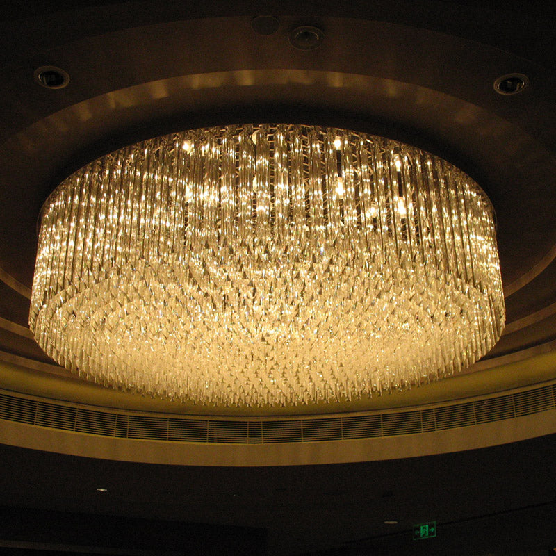 60 Inch Round Big Modern Flush Mounted Chandelier Light for Low Ceiling Rooms