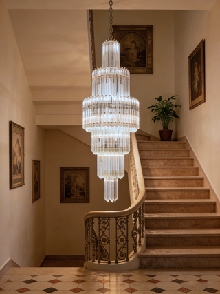 Custom Modern Long Chandelier for Staircase 24"W 65"H