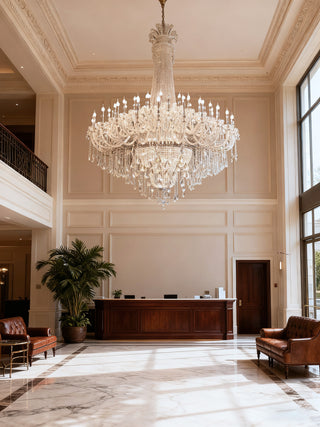 European Style Crystal Chandelier Two-Storey Foyer Chandelier 71"W 87"H