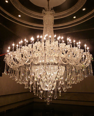 European Style Crystal Chandelier Two-Storey Foyer Chandelier 71"W 87"H