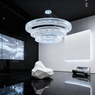 (60+47+36) Inch 3-Ring Modern Crystal Chandelier for Living Room Big Banquet Hall Chandelier Light