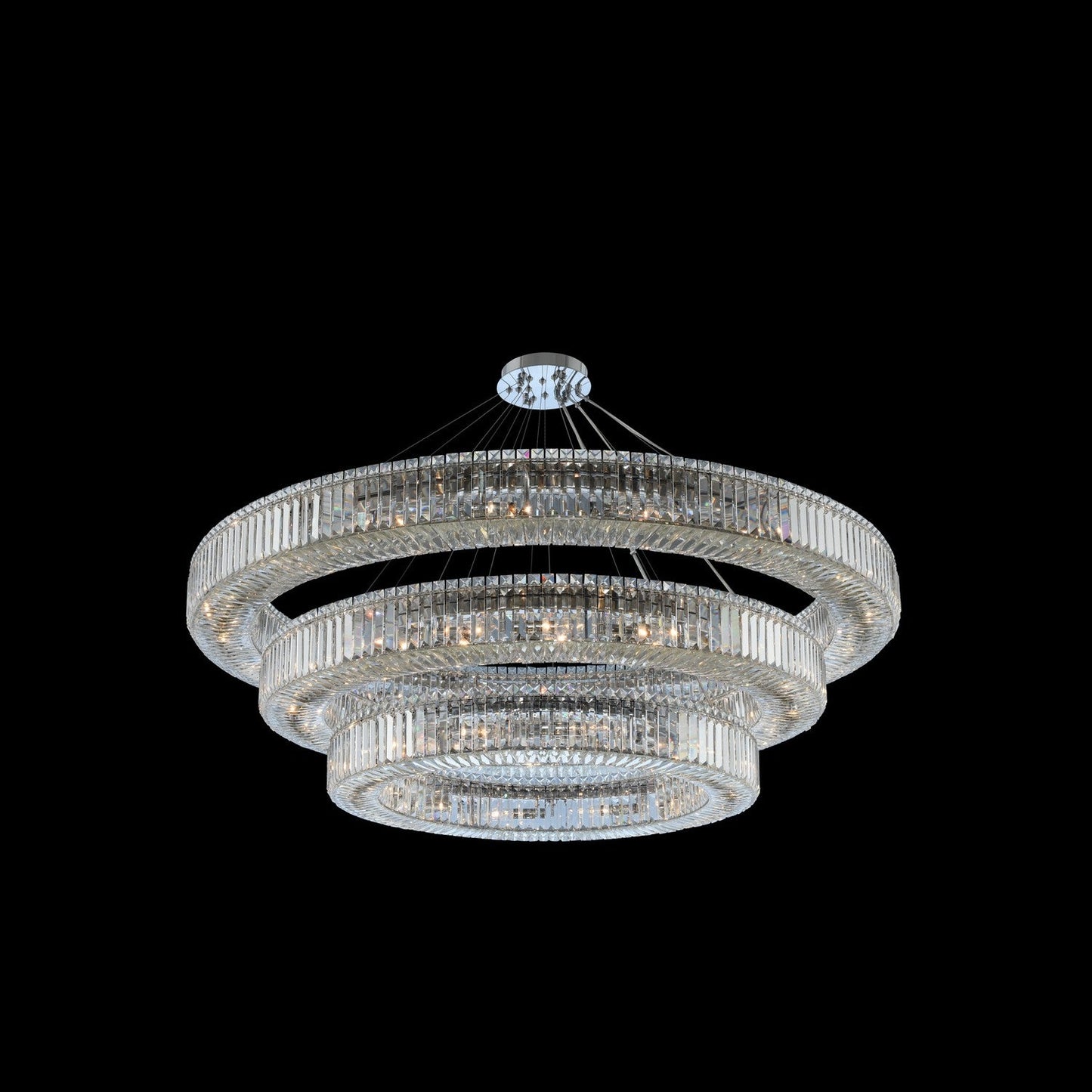 (60+47+36) Inch 3-Ring Modern Crystal Chandelier for Living Room Big Banquet Hall Chandelier Light