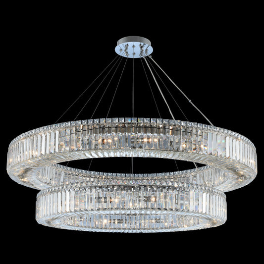 (36+47) Inch Two Rings Crystal Chandelier Modern Living Room Chandelier