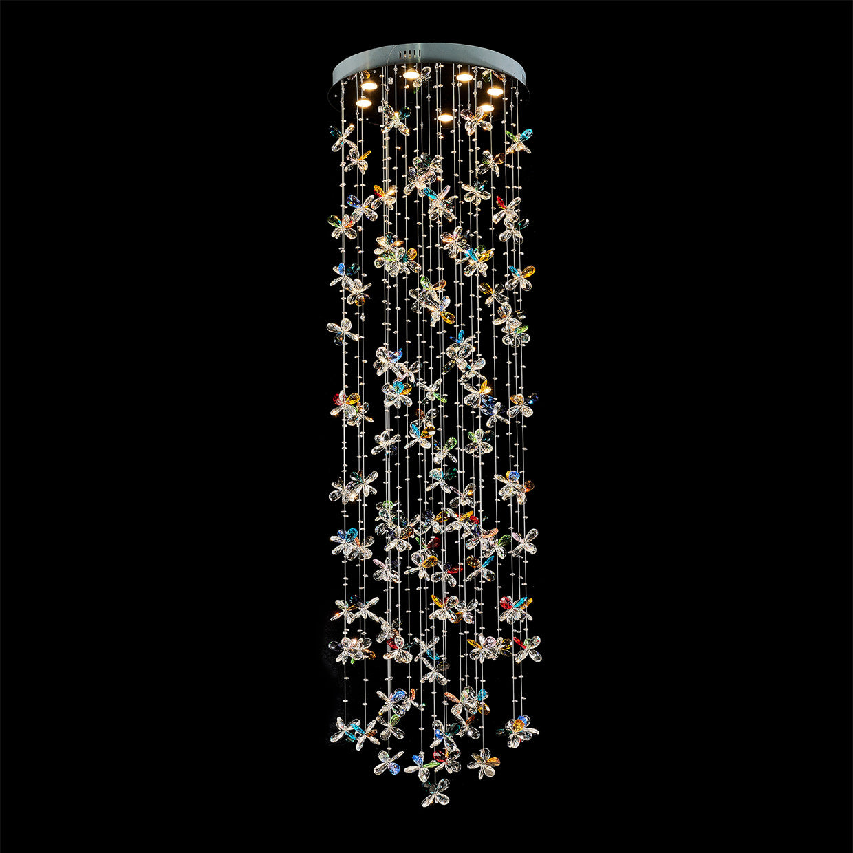 79'' Long Staircase Chandelier Modern Sparkling Crystal Lighting for High Ceilings