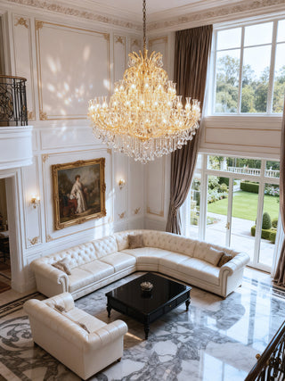 56 Lights Large Chandelier with Glass Shades 83"W  77"H