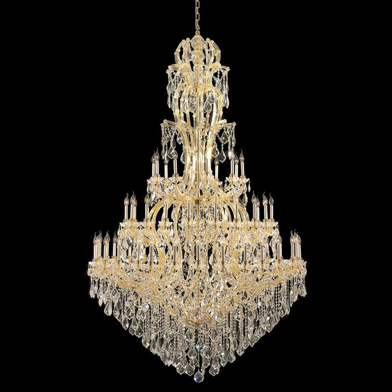 77X124 Inch Huge High Ceiling Chandelier 72 Lights Elegant Large Chrome Maria Theresa Crystal Chandelier