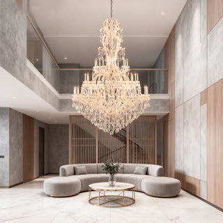 77X124 Inch Huge High Ceiling Chandelier 72 Lights Elegant Large Chrome Maria Theresa Crystal Chandelier