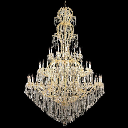 77X124 Inch Huge High Ceiling Chandelier 72 Lights Elegant Large Gold Maria Theresa Crystal Chandelier