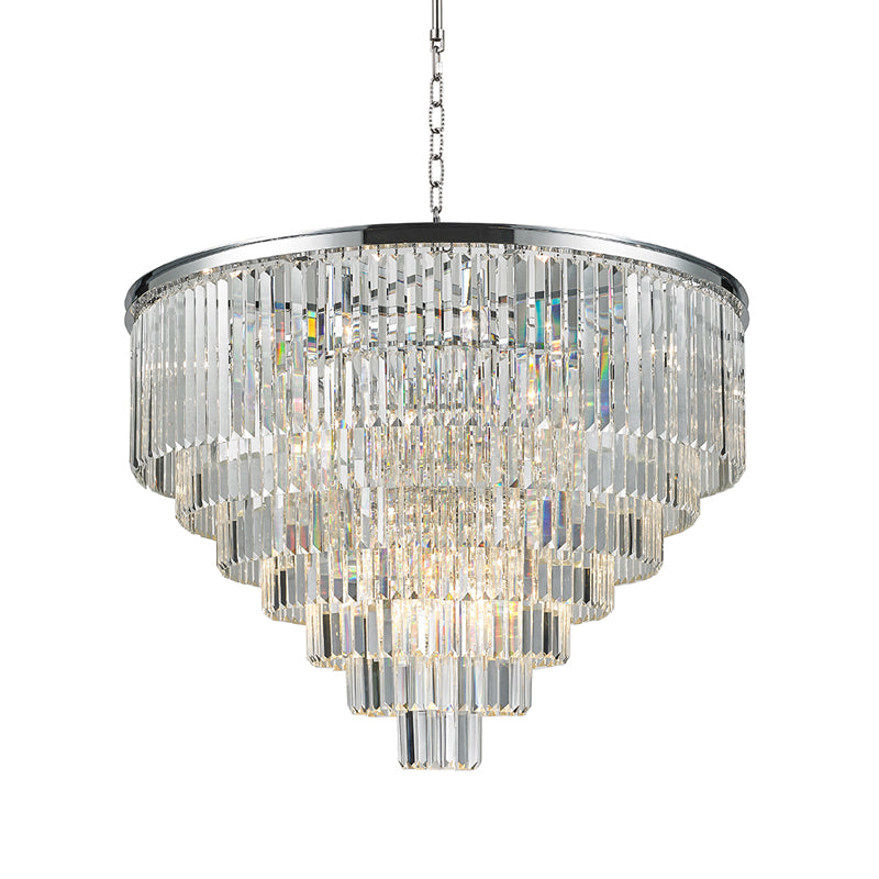 20-39 Inch Round Crystal Lighting Multiple Tiered Modern Chandelier for Living Room