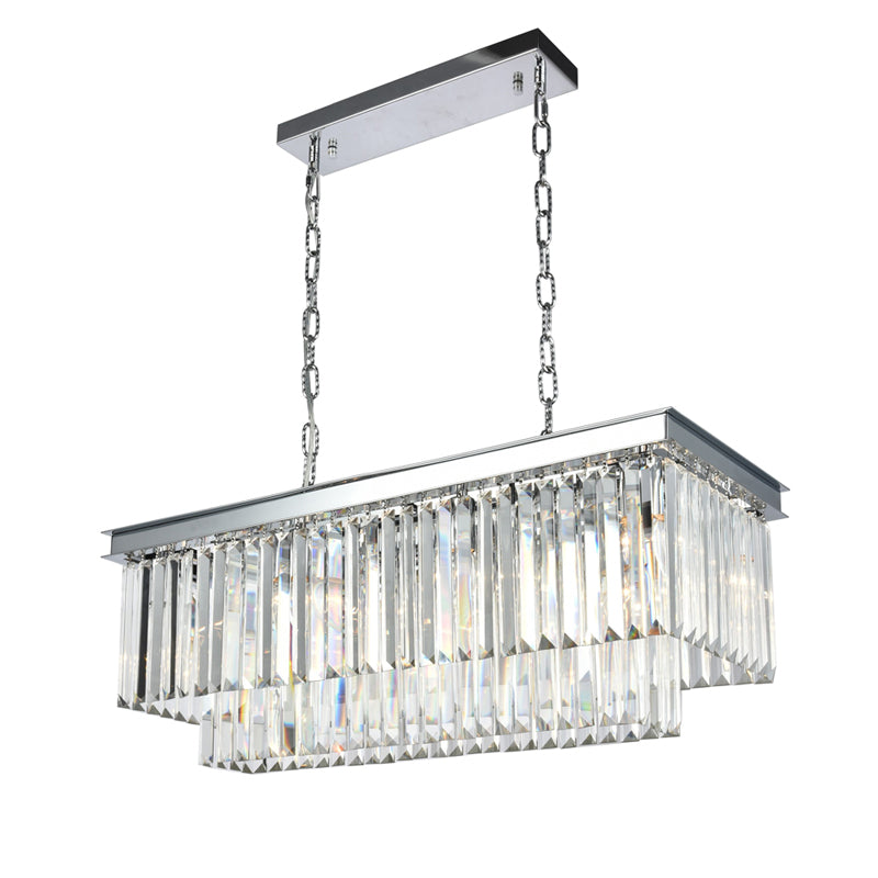 40 Inch Rectangle Chandelier Modern Crystal Chandelier Lighting for Dining Room