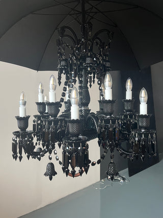 12 Lights Black Baccarat Crystal Lighting with Umbrella