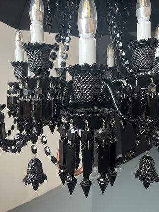 12 Lights Black Baccarat Crystal Lighting with Umbrella