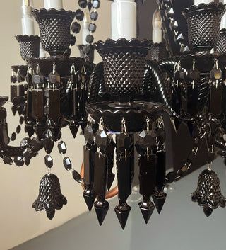 Baccarat Inspired 18 Lights Black Chandelier Lustre Baccarat Crystal Lighting with Lampshades