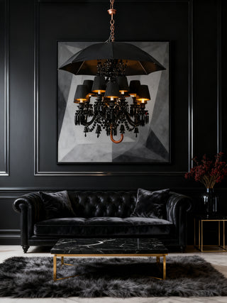 12 Lights Black Baccarat Crystal Lighting with Umbrella