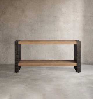 Telluride Reclaimed Oak Console Table with Steel Base | Luxury Entryway & Hallway Table