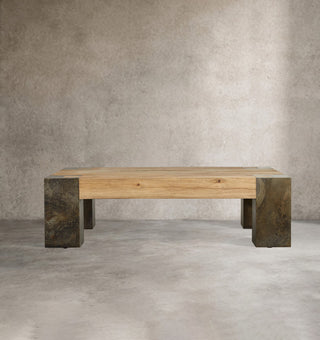 Telluride Reclaimed Oak Rectangle Coffee Table | Luxury Organic Modern Living Room Table