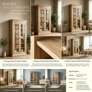 Tuscany Italian Style Wood & Glass Door Display Cabinet