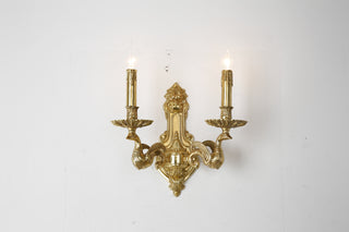 2 Lights European Style Retro Candle Style Bedside Wall Lamp Brass Wall Sconce