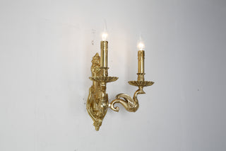 2 Lights European Style Retro Candle Style Bedside Wall Lamp Brass Wall Sconce