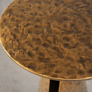 Sculptural Antique Brass Side Table with Organic Metal Design