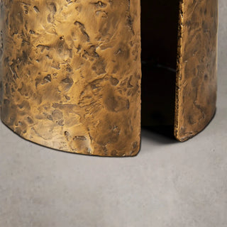 Sculptural Antique Brass Side Table with Organic Metal Design
